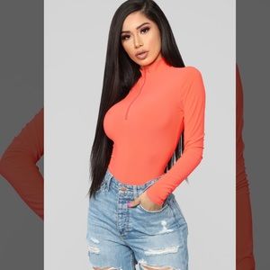 Stay away bodysuit- neon orange